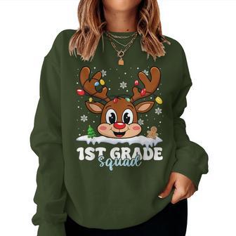 First Grade Squad Teachers Christmas Reindeer Lovers Xmas Women Sweatshirt - Thegiftio UK