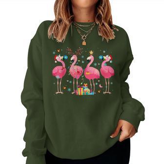 Flamingo Weihnachtsmann Rentier Weihnachten Christmas Sweatshirt Frauen - Geschenkecke