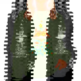 Fox Christmas Tree Pajamas Girls Boys Xmas Lights Women Sweatshirt - Thegiftio