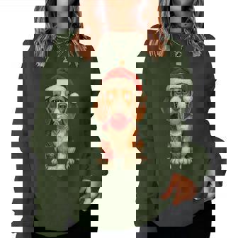 Beagle Santa Hat Bubble Merry Christmas Women Sweatshirt | Mazezy