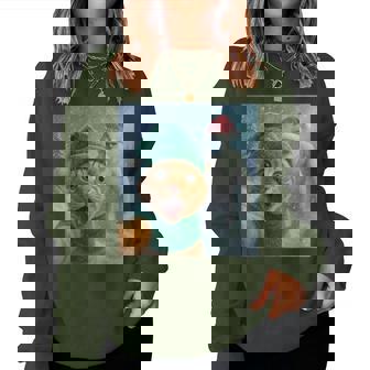 Cat Santa Hat Yeti Christmas Snow Meme Cool Selfie Women Sweatshirt | Mazezy