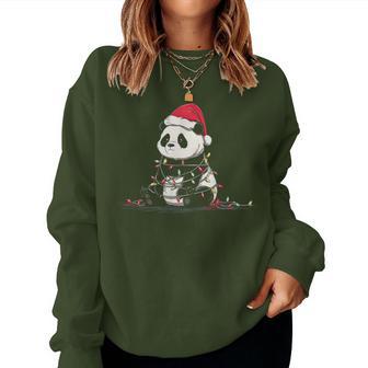 Panda Christmas Graphics Animal Lights Lover Women Sweatshirt - Thegiftio UK