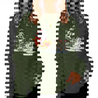 Raccoon & Geese Christmas Santa Sleigh Men Women Sweatshirt - Monsterry