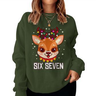 Reindeer Xmas Six Seven Christmas 67 Meme Boys Girls Women Sweatshirt - Thegiftio UK