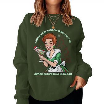 Retro Hostess Christmas Holiday Vintage Cocktail Party Women Sweatshirt - Thegiftio UK