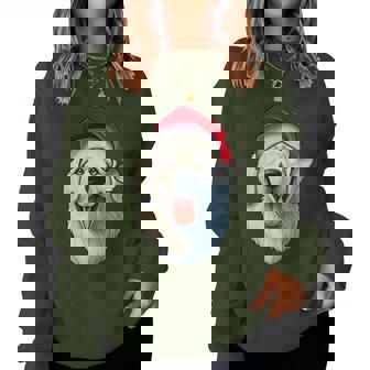 Santa Hat Xmas Pajamas Great Pyrenees Dog Christmas Women Sweatshirt | Mazezy