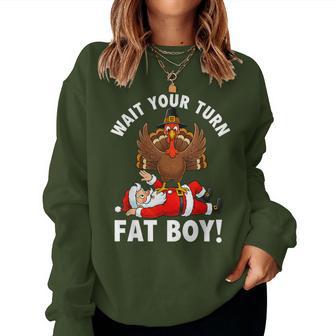 Thanksgiving Christmas Turkey Vs Santa For Women Women Sweatshirt - Thegiftio UK