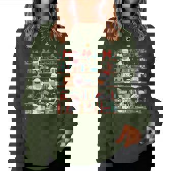 Ghost Christmas Reading Book Lover Library Christmas Teacher Women Sweatshirt | Mazezy