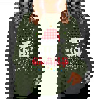 Gigi Claus Buffalo Plaid Christmas Lights Women Sweatshirt | Mazezy