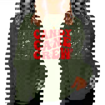 Groovy Candy Cane Crew Christmas Matching Family Candy Xmas Women Sweatshirt | Seseable CA