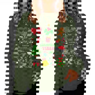 Groovy Christmas Vibes Matching Family Xmas Pajamas Women Sweatshirt | Seseable CA