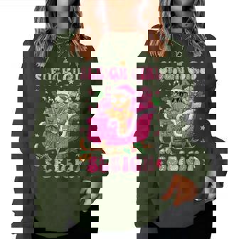 Groovy Pink Gingerbread Sleigh Coquette Bow Christmas Girl Women Sweatshirt | Seseable CA