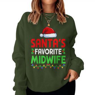 Groovy Santa's Favorite Midwife Nurse Christmas Santa Hat Women Sweatshirt - Thegiftio