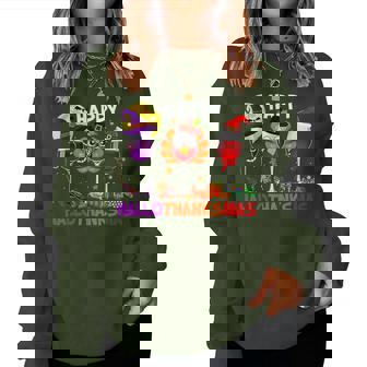 Happy Hallothanksmas Wine Glass Turkey Santa Drinking Women Sweatshirt - Thegiftio