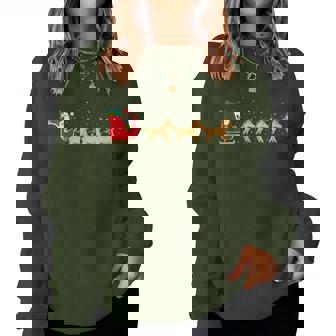 Horse Santa Christmas Sleigh Horse Xmas Women Sweatshirt | Seseable CA