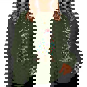 Irish Wolfhound Christmas Lights Santa Hat Reindeer Pajama Women Sweatshirt - Monsterry