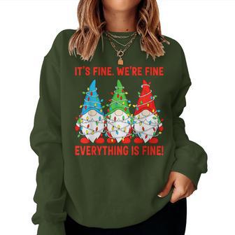 It's Fine Everything Is Fine Gnome Teacher Christmas Women Sweatshirt - Thegiftio UK
