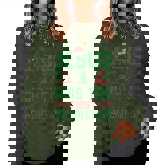 Jesus Was The First Scarecrow Ugly Sweater Christmas Parody Women Sweatshirt - Thegiftio