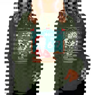 Jingled By 6-7 Teacher 67 Christmas Skeleton Six Seven Women Sweatshirt | Mazezy