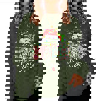 Mama Claus Christmas Lights Pajama Family Matching Women Sweatshirt - Thegiftio