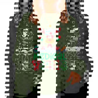 Medical Vibes Nurse Buffalo Red Plaid Reindeer Christmas Women Sweatshirt | Mazezy