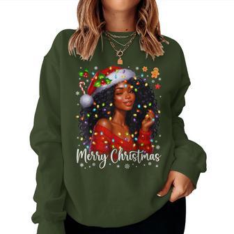Merry Christmas African American Melanin Pjs Xmas Women Women Sweatshirt - Thegiftio UK