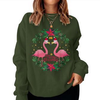 Merry Christmas Flamingos Holiday Fun For Women Women Sweatshirt - Thegiftio UK