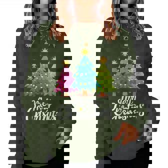Merry Christmas Fun Colorful Christmas Tree Women Sweatshirt - Thegiftio