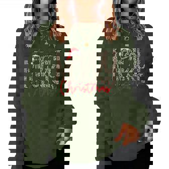 Merry Christmas Leopard Santa Hat Xmas For Girls Women Sweatshirt | Mazezy