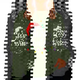 Merry Christmas Lights Red Santa Hat Xmas Family Women Women Sweatshirt - Thegiftio