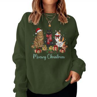 Moewy Christmas Cute Cat Santa Hat Xmas Girl Women Sweatshirt - Thegiftio UK