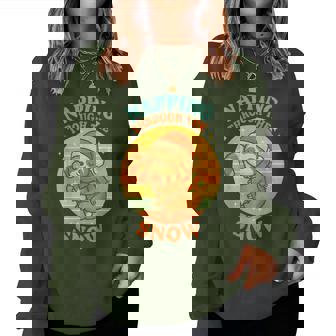 Napping Through The Snow Christmas Sloth Candy Cane Women Sweatshirt | Mazezy