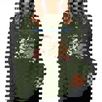 Napping Through The Snow Christmas Sloth Candy Cane Women Sweatshirt - Thegiftio