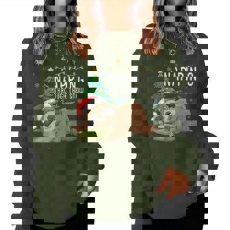 Napping Through The Snow Sloth Christmas Tree Lights Santa Women Sweatshirt | Mazezy