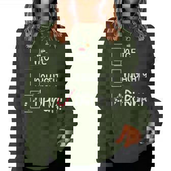 Naughty Nice Drunk Beer Drinking Santa Clause Christmas Women Sweatshirt - Monsterry