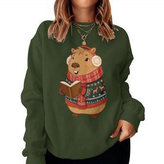Nice Capybara In Xmas Sweater Costume For Boys And Girls Women Sweatshirt - Thegiftio UK