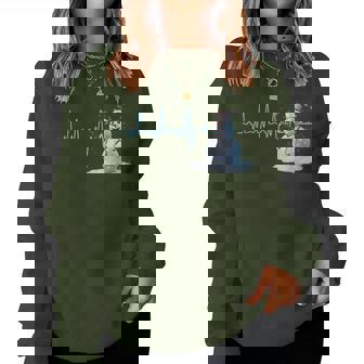 Nurse Snowman Heartbeat Pulse Medical Christmas Career Xmas Women Sweatshirt - Monsterry