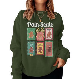 Pain Scale Gingerbread Christmas Stamp Nurse Triage Trauma Women Sweatshirt - Thegiftio UK