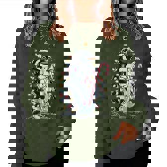 Penguin Candy Cane Entangled Lights Christmas Penguin Lover Women Sweatshirt - Monsterry