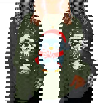 Penguin Christmas Candy Cane Winter Toddler Girl Boy Women Women Sweatshirt | Seseable FR