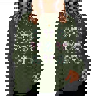 Pink Coquette Bows Christmas Tree Girly Aesthetic Women Sweatshirt - Thegiftio