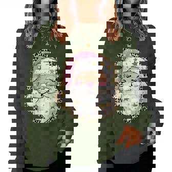 Pink Preppy Santa Christmas Pajama Graphic Women Sweatshirt - Thegiftio