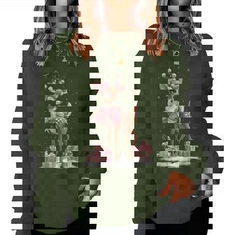 Pink Reindeer Coquette Bow Christmas Xmas Pajamas Girl Women Women Sweatshirt - Thegiftio