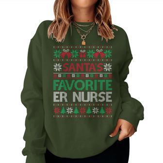 Santa Favorite Er Nurse Christmas Ugly Sweaters Family Xmas Women Sweatshirt - Thegiftio UK