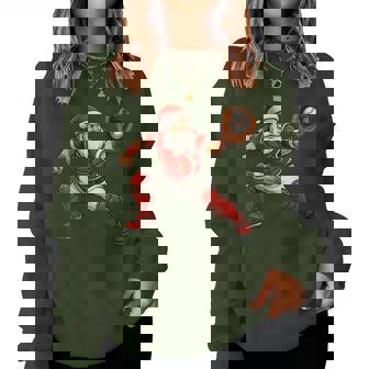 Santa Playing Baseball Catcher Merry Christmas Sport Player Women Sweatshirt - Thegiftio