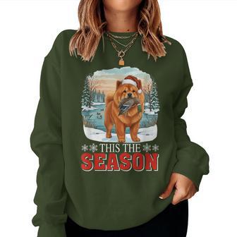 The Season Xmas Santa Chow Chow Hunting Duck Cute Hunter Women Sweatshirt - Thegiftio UK