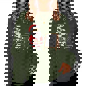 Six Seven 6 7 Meme Santa Christmas Xmas Teacher Number 67 Women Sweatshirt - Monsterry