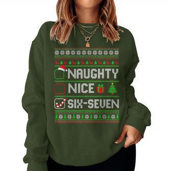 Six Seven 67 Meme Nice Naughty Christmas Pajamas Women Women Sweatshirt - Monsterry
