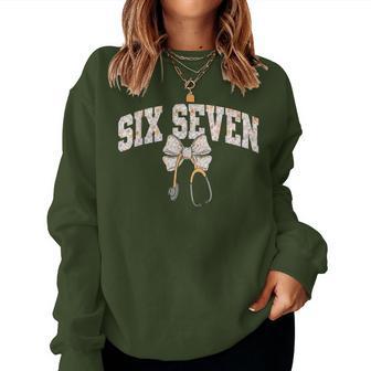 Six Seven Christmas Nurse 67 Meme Coquette Bow Nurse Women Sweatshirt - Thegiftio UK