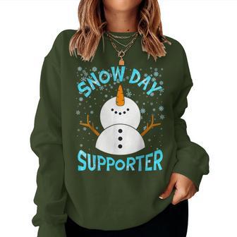 Snow Day Supporter Snowflake Christmas Pajamas Teacher Women Sweatshirt - Monsterry